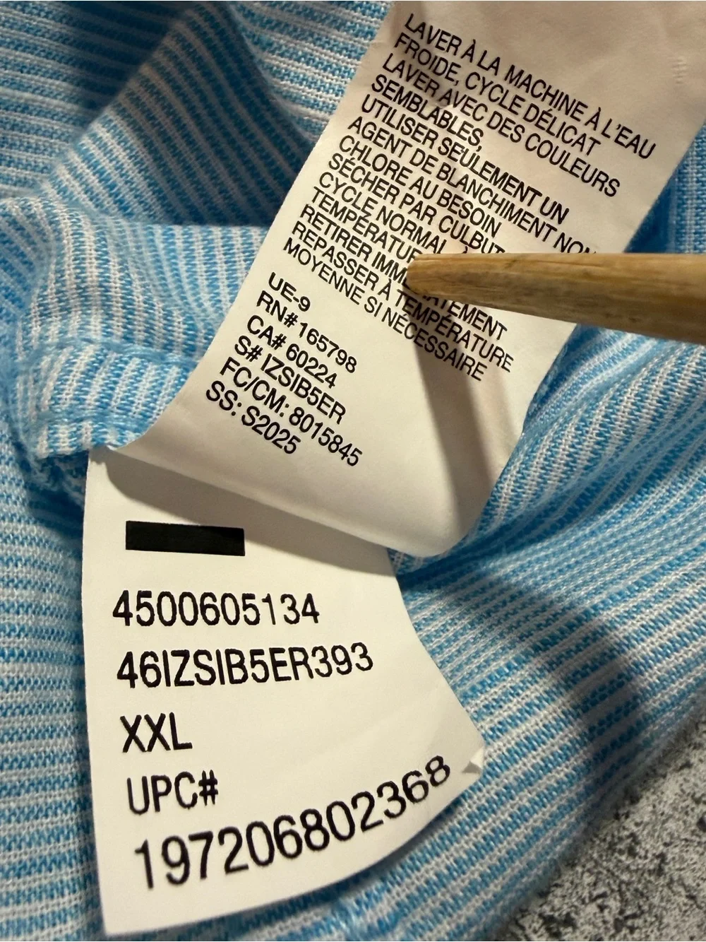 IZOD Saltwater Mens Shirt Blue/ White Fine Stripe Short Sleeve Cotton Size XXL